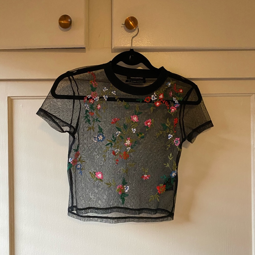 Urban outfitters mesh flower top